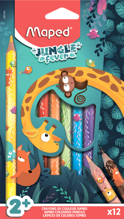 Цветные карандаши Jumbo Jungle Fever, 12 шт.