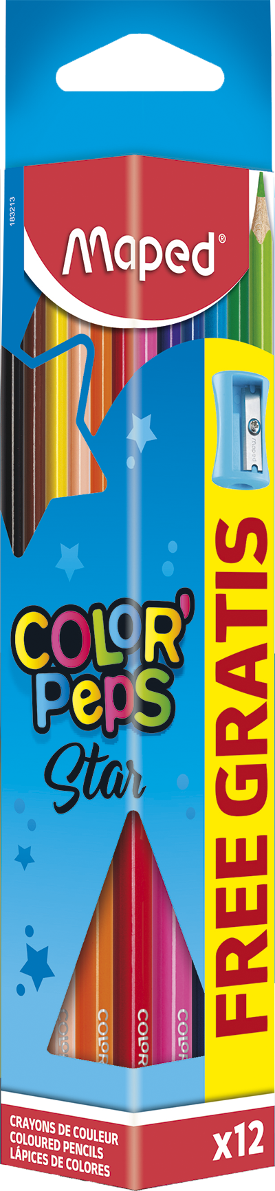 Цветные карандаши с точилкой ColorPeps Star, 12 цв.