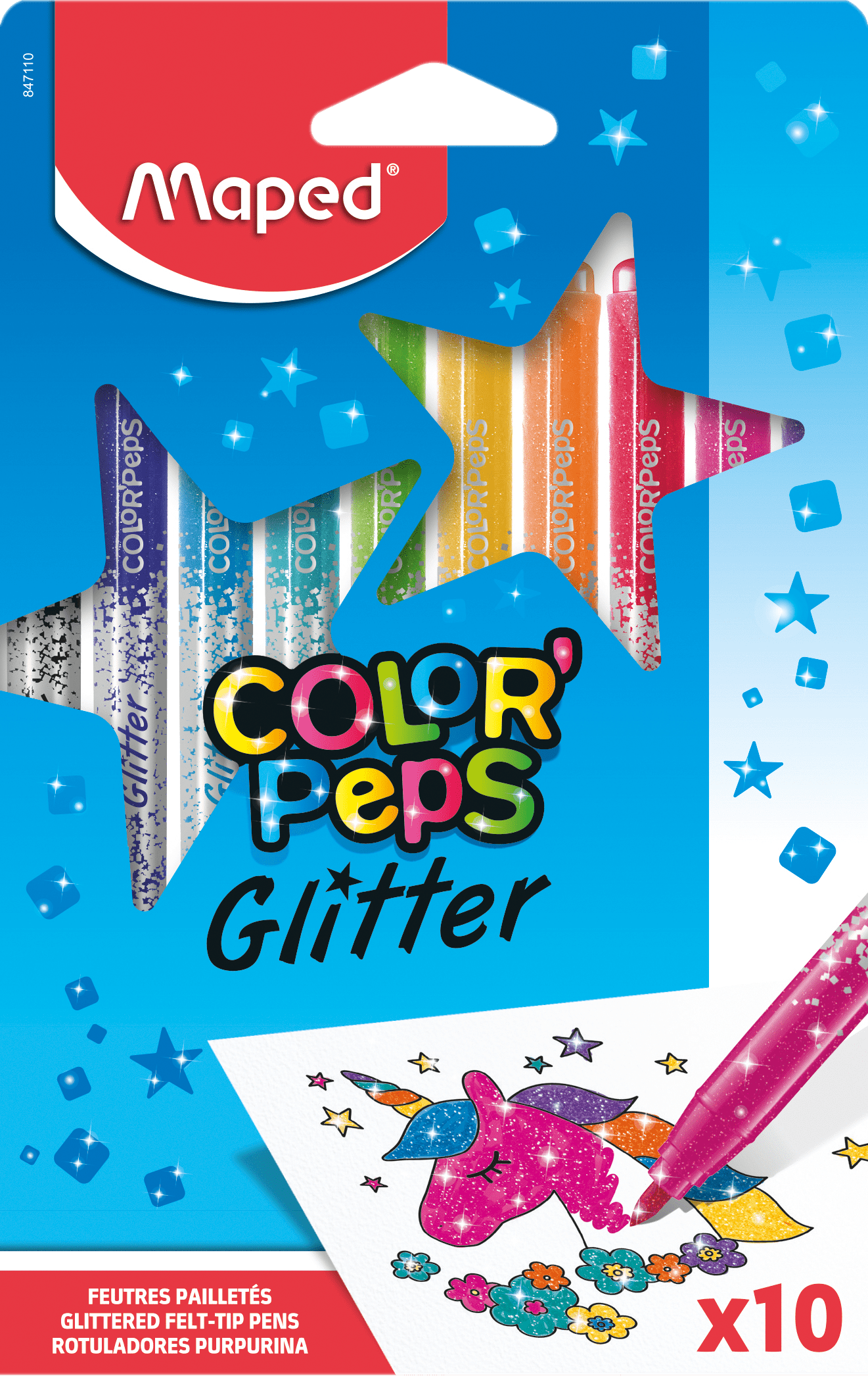 Фломастеры Color'Pep Glitter, 10 цв.