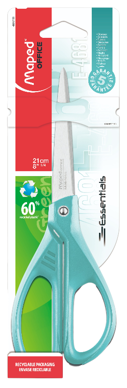 Ножницы канцелярские Essentials Green Асимметричные (Pastel), 21 см